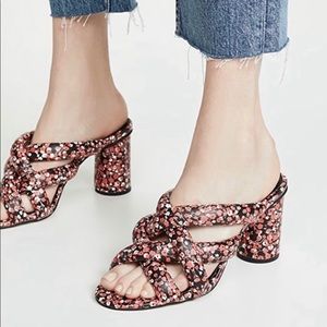 New Floral Amandine Round Block Puffy Heels